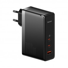 Baseus Sienas lādētājs GaN5 Pro 140W USB + 2xUSB-C QC4+ PD3.1 ar USB-C 1m kabeli, melns