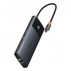 Baseus USB C dokstacija - 8 veidu savienotāji (HDMI4K@120Hz+HDMI4K@60Hz+USB-A(10Gbs)+USB-C(10Gbs)+USB-C(10Gbps+2xUSB-A(480Mbps)+RJ45+SD/TF+USB-C(PD)). BASEUS