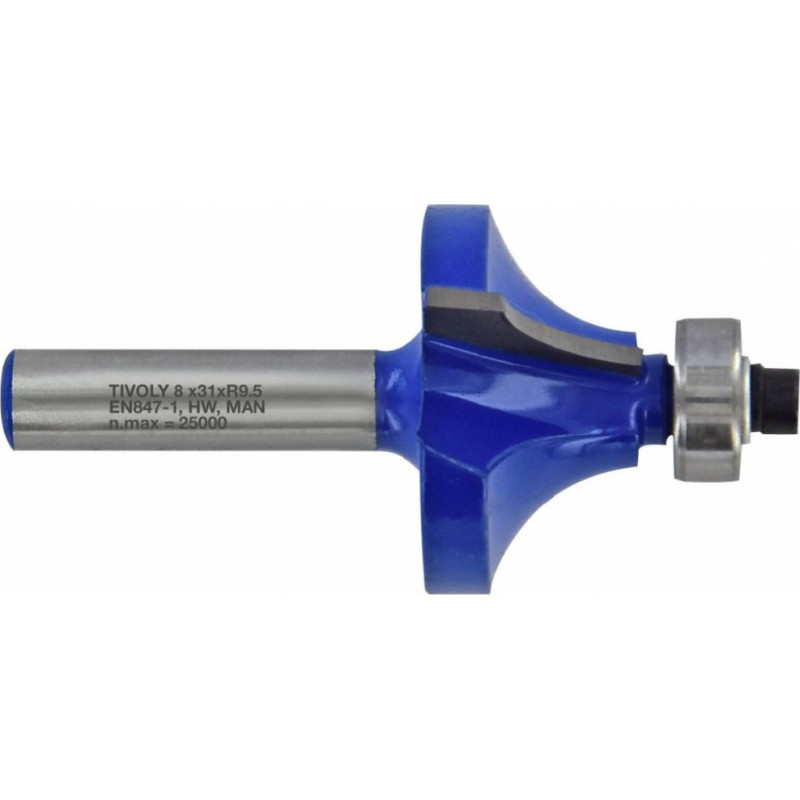 Tivoly Quarter round cutter with ball bearing, 29x8 mm, 8mm shank