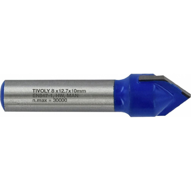 Tivoly V-groove cutter 12.7 mm, 90°, 8mm shank