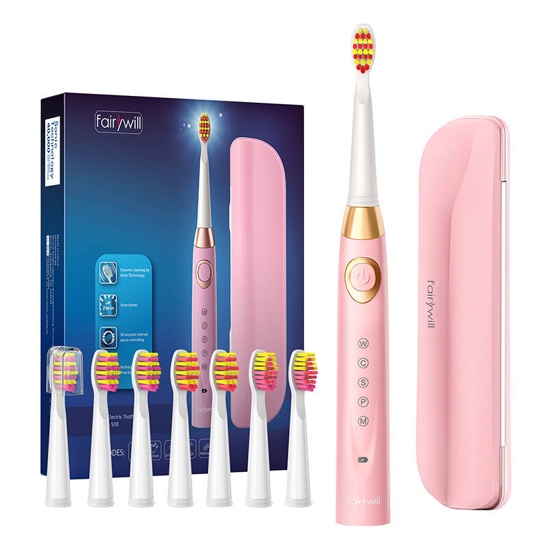 Fairywill  Sonic toothbrush with head set and case FairyWill FW-508 (pink)