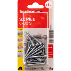 Fischer paplašināšanas kontaktdakša SX Plus S ar skrūvi, 6x30 mm, 15 gab.