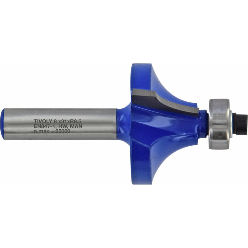 Tivoly Quarter round cutter with ball bearing, 32x10 mm, 8mm shank