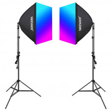 Neewer  Kit Neewer NK800 two softboxes + bulbs RGB 24W 2700-6500K + tripods + barndoors