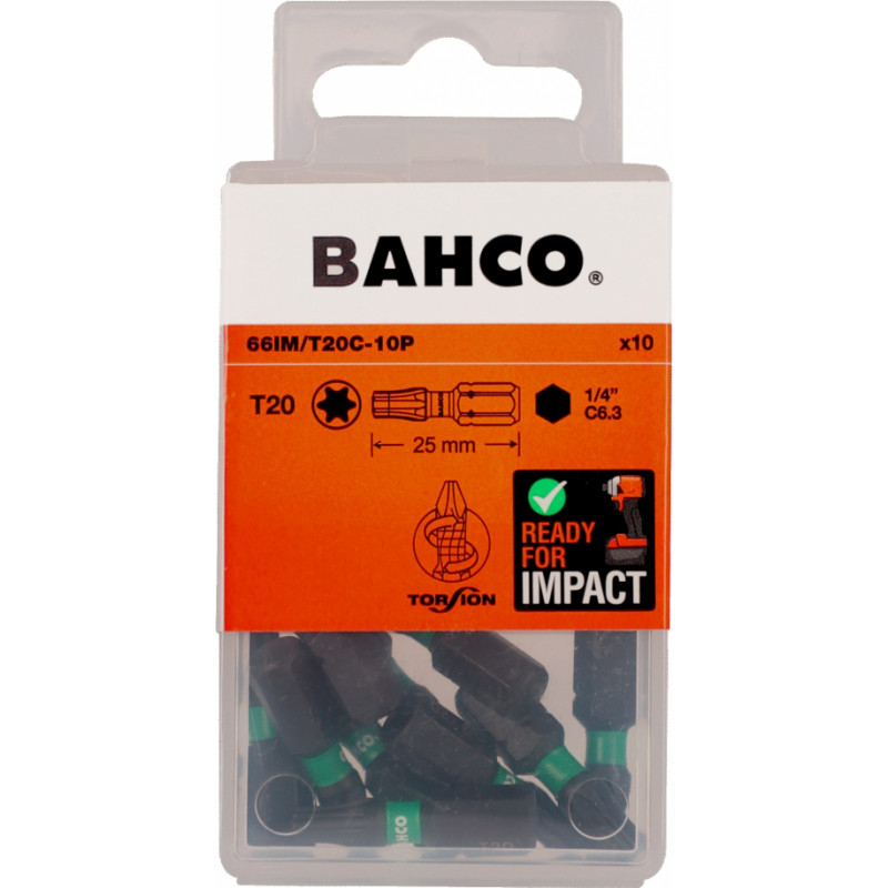 Bahco Uzgaļi 66IM T20 25mm Impact, 10 gab.