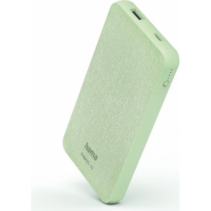 Hama 00201660 Fabric 10 Power Pack 10000mAh Smoke Green