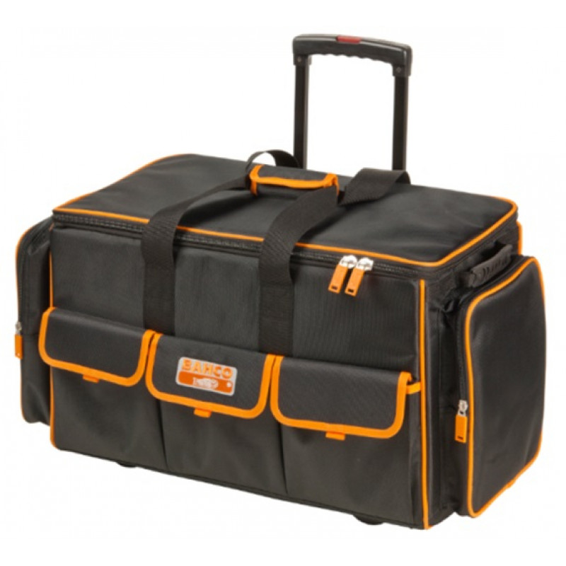 Bahco Closed toolbag with multiple internal and external pockets on wheels 660x300x400mm