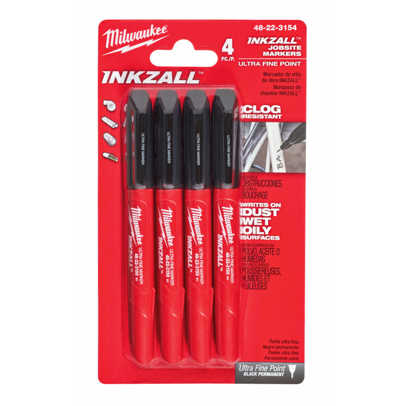 MILWAUKEE® INKZALL™ melns punktveida marķieris, 4 gab.